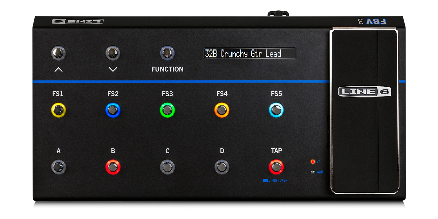 Line 6 FBV 3 foot controller with color LED rings, LED screen, and volume controller image